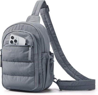 Small Sling Bag for Women, Puffer Crossbody Bag Purses Hobo Handbag Fanny Packs for Travel Hiking