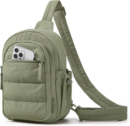 Small Sling Bag for Women, Puffer Crossbody Bag Purses Hobo Handbag Fanny Packs for Travel Hiking