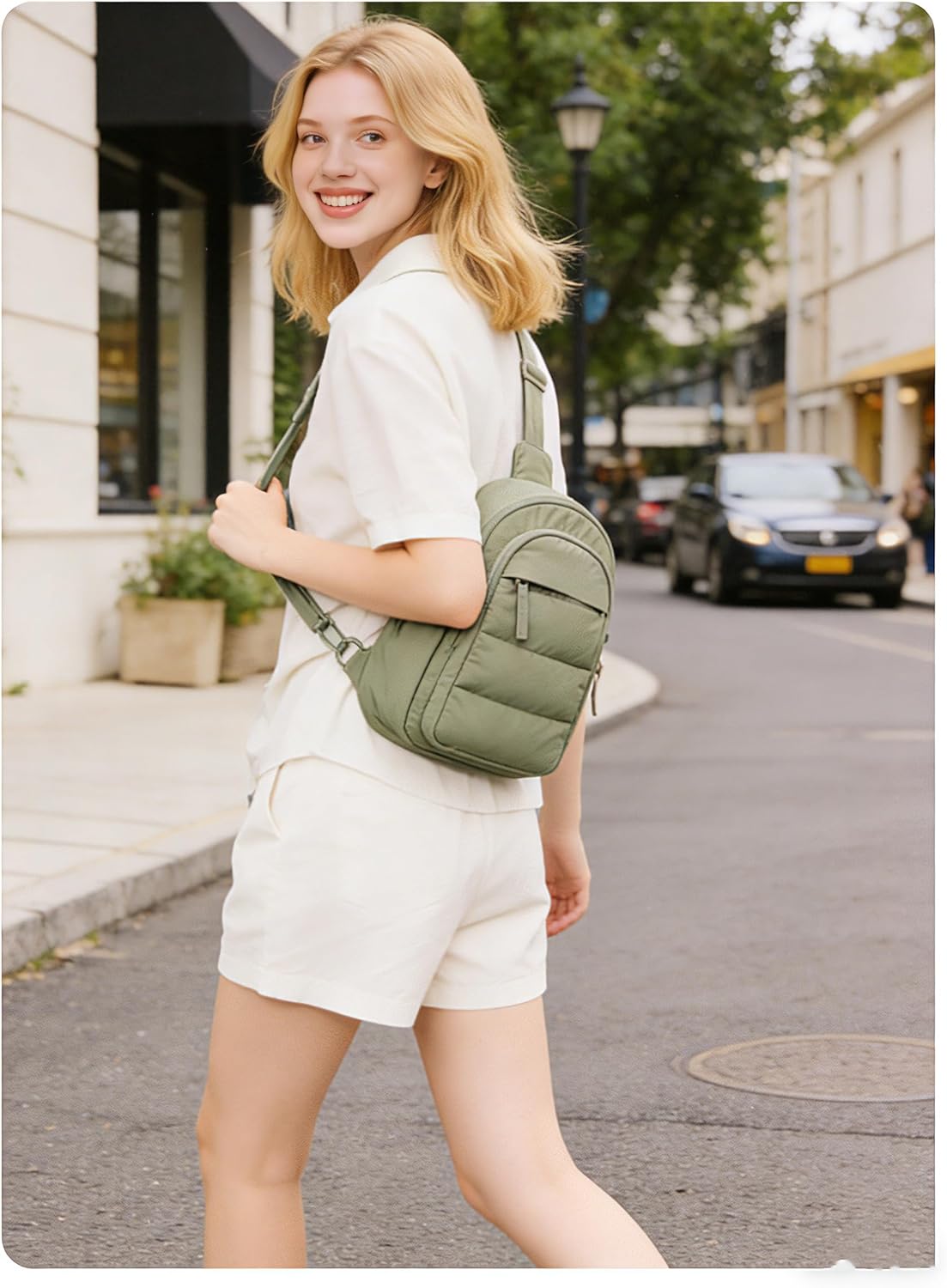 Small Sling Bag for Women, Puffer Crossbody Bag Purses Hobo Handbag Fanny Packs for Travel Hiking
