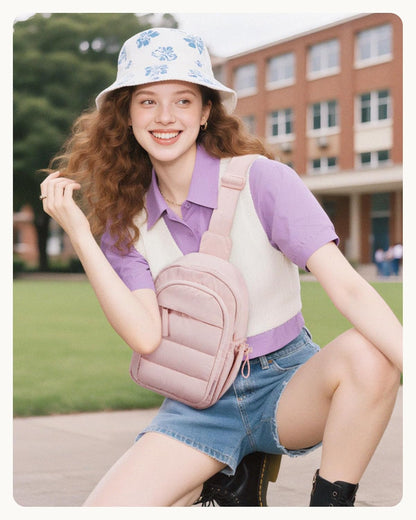 Small Sling Bag for Women, Puffer Crossbody Bag Purses Hobo Handbag Fanny Packs for Travel Hiking