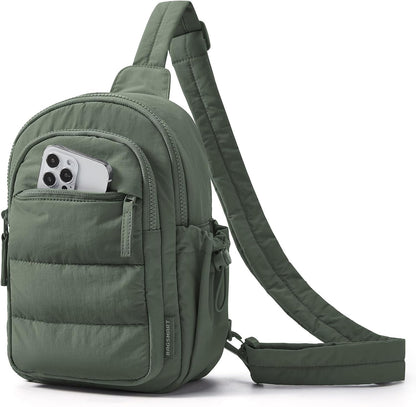 Small Sling Bag for Women, Puffer Crossbody Bag Purses Hobo Handbag Fanny Packs for Travel Hiking