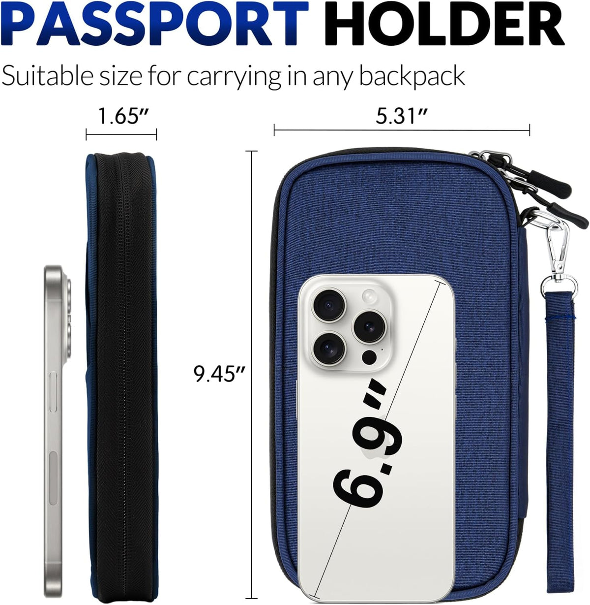 Men Passport Wallet, Family Travel Document Organizer, Business Travel Organizer with RFID Blocking, Family Passport Holder for Men Women Gift, Waterproof Passport Bag Cover for Women Men Gift - Black