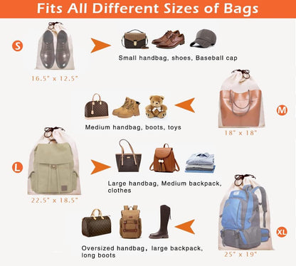 Set of 3 Cotton Breathable Dust-proof Drawstring Storage Pouch Multi-functional Bag. Pack 3 S