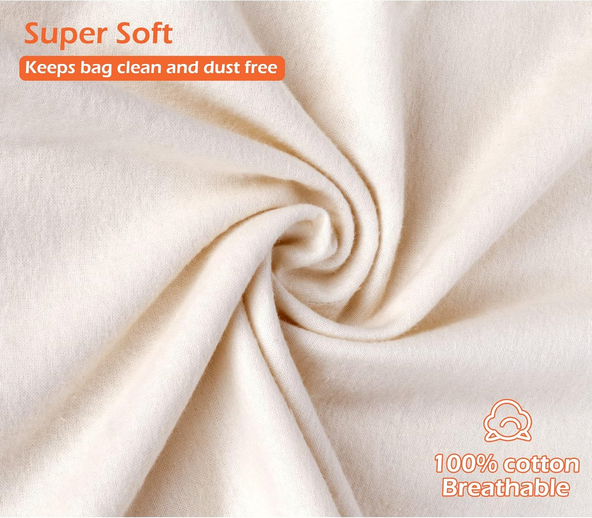 Set of 3 Cotton Breathable Dust-proof Drawstring Storage Pouch Multi-functional Bag. Pack 3 S