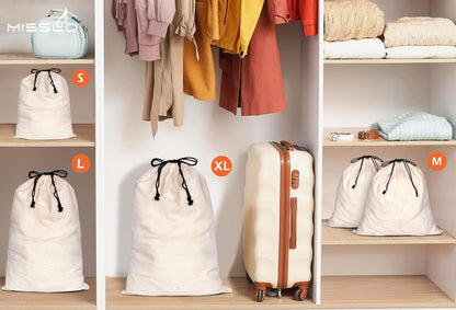 Set of 3 Cotton Breathable Dust-proof Drawstring Storage Pouch Multi-functional Bag. Pack 3 S