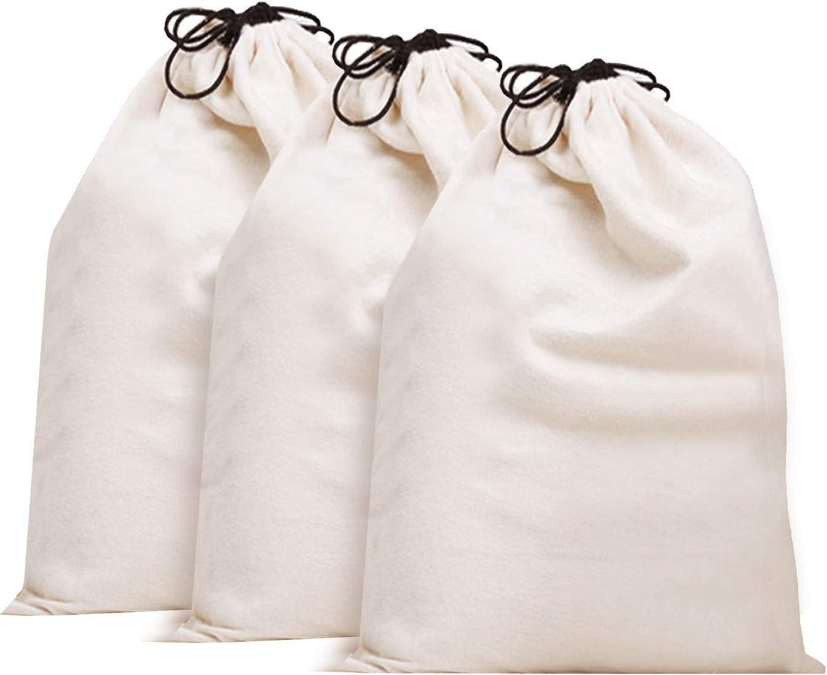 Set of 3 Cotton Breathable Dust-proof Drawstring Storage Pouch Multi-functional Bag. Pack 3 S