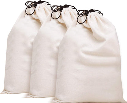 Set of 3 Cotton Breathable Dust-proof Drawstring Storage Pouch Multi-functional Bag. Pack 3 S