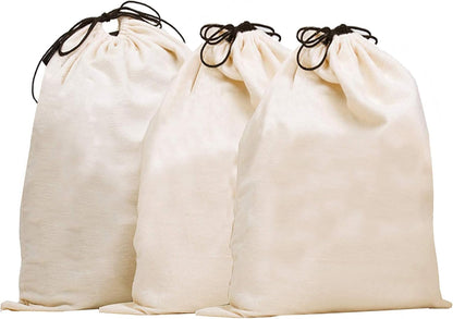 Set of 3 Cotton Breathable Dust-proof Drawstring Storage Pouch Multi-functional Bag. Pack 3 S