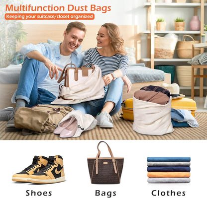 Set of 3 Cotton Breathable Dust-proof Drawstring Storage Pouch Multi-functional Bag. Pack 3 S
