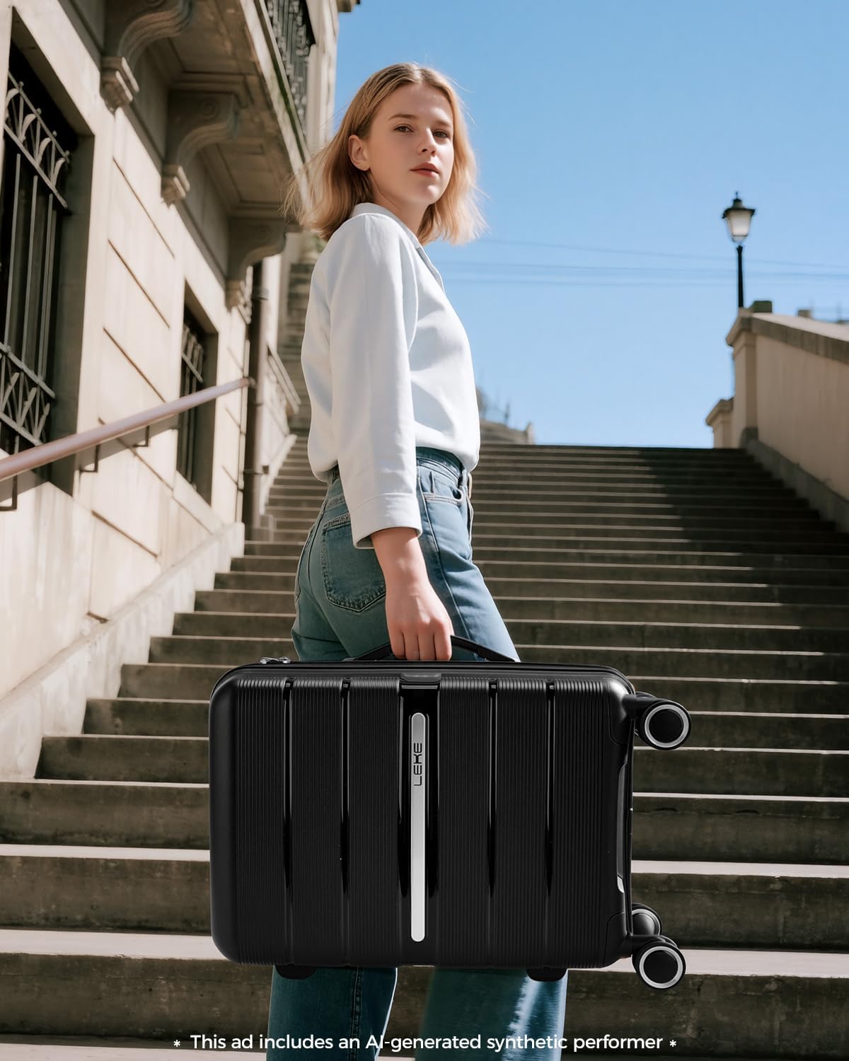 20 Inch Carry-on Luggage with Spinner Wheels, Hard Shell Suitcase with TSA Lock, Airline Approved, Rolling Suit Case for Travel Weekend Trips, Black Color