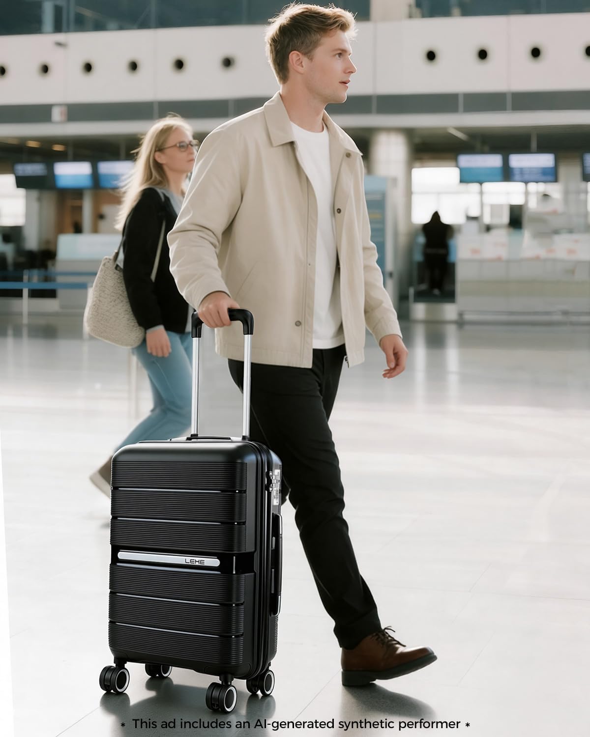 20 Inch Carry-on Luggage with Spinner Wheels, Hard Shell Suitcase with TSA Lock, Airline Approved, Rolling Suit Case for Travel Weekend Trips, Black Color