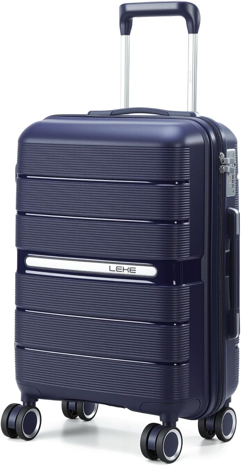 20 Inch Carry-on Luggage with Spinner Wheels, Hard Shell Suitcase with TSA Lock, Airline Approved, Rolling Suit Case for Travel Weekend Trips, Black Color