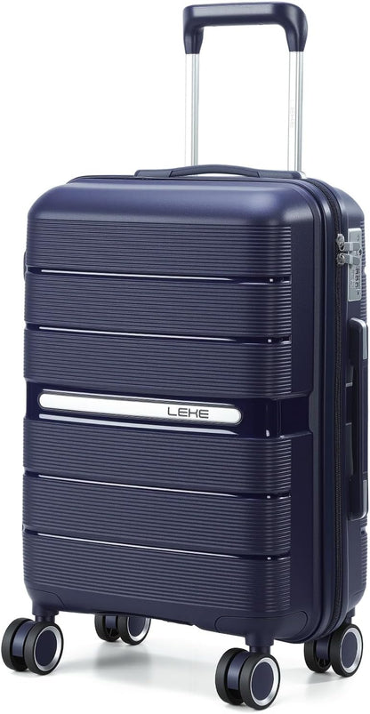 20 Inch Carry-on Luggage with Spinner Wheels, Hard Shell Suitcase with TSA Lock, Airline Approved, Rolling Suit Case for Travel Weekend Trips, Black Color