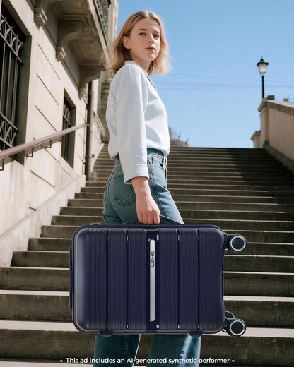 20 Inch Carry-on Luggage with Spinner Wheels, Hard Shell Suitcase with TSA Lock, Airline Approved, Rolling Suit Case for Travel Weekend Trips, Black Color