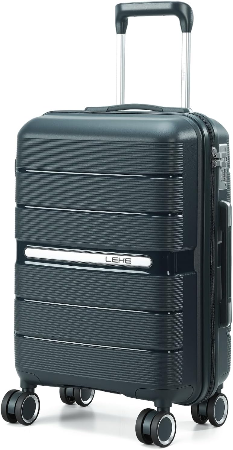 20 Inch Carry-on Luggage with Spinner Wheels, Hard Shell Suitcase with TSA Lock, Airline Approved, Rolling Suit Case for Travel Weekend Trips, Black Color