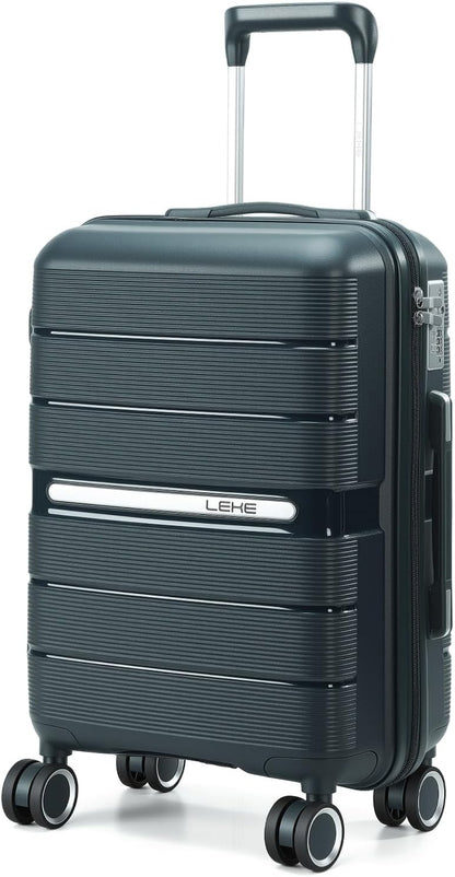 20 Inch Carry-on Luggage with Spinner Wheels, Hard Shell Suitcase with TSA Lock, Airline Approved, Rolling Suit Case for Travel Weekend Trips, Black Color