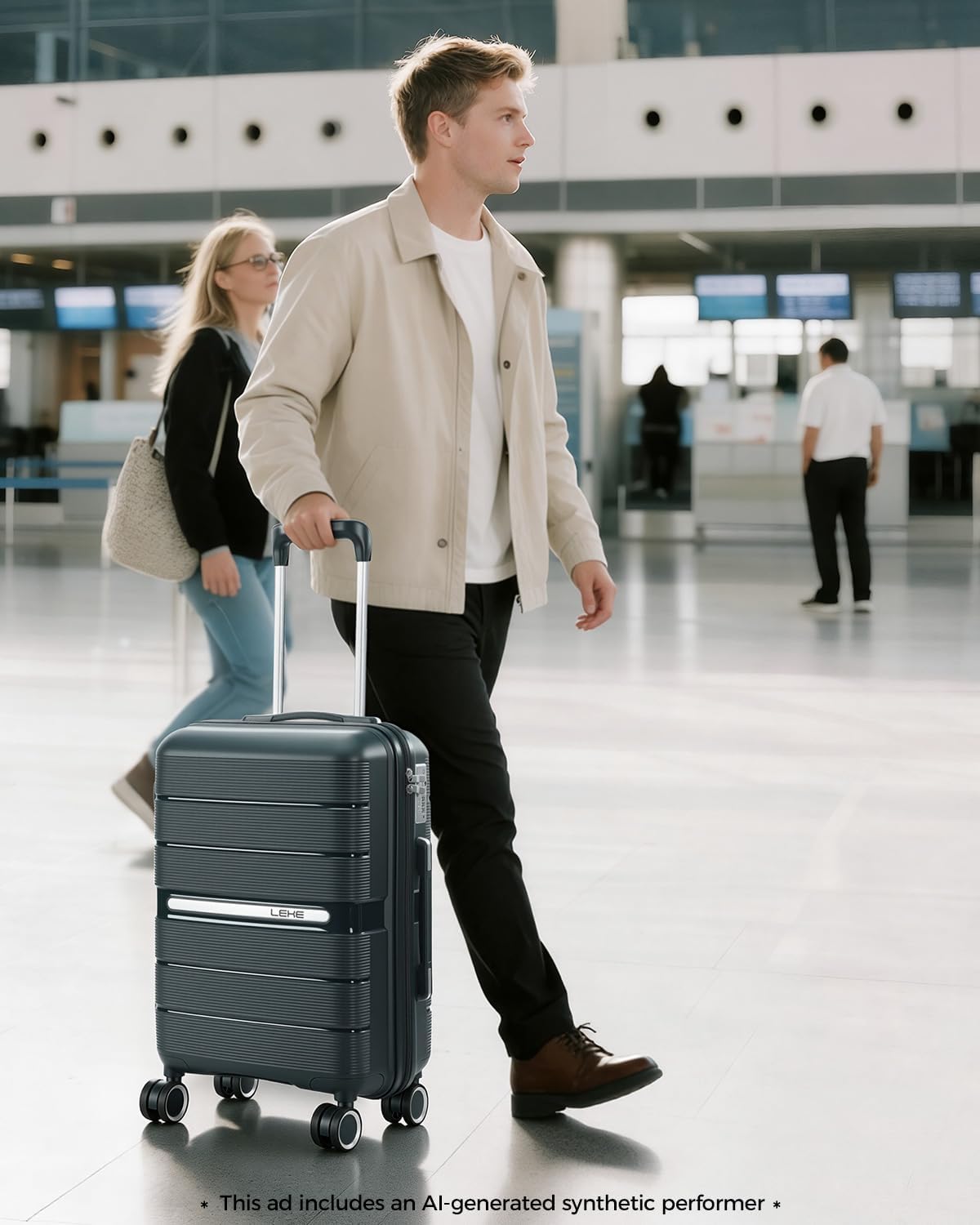 20 Inch Carry-on Luggage with Spinner Wheels, Hard Shell Suitcase with TSA Lock, Airline Approved, Rolling Suit Case for Travel Weekend Trips, Black Color