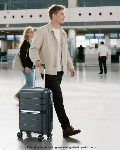 20 Inch Carry-on Luggage with Spinner Wheels, Hard Shell Suitcase with TSA Lock, Airline Approved, Rolling Suit Case for Travel Weekend Trips, Black Color