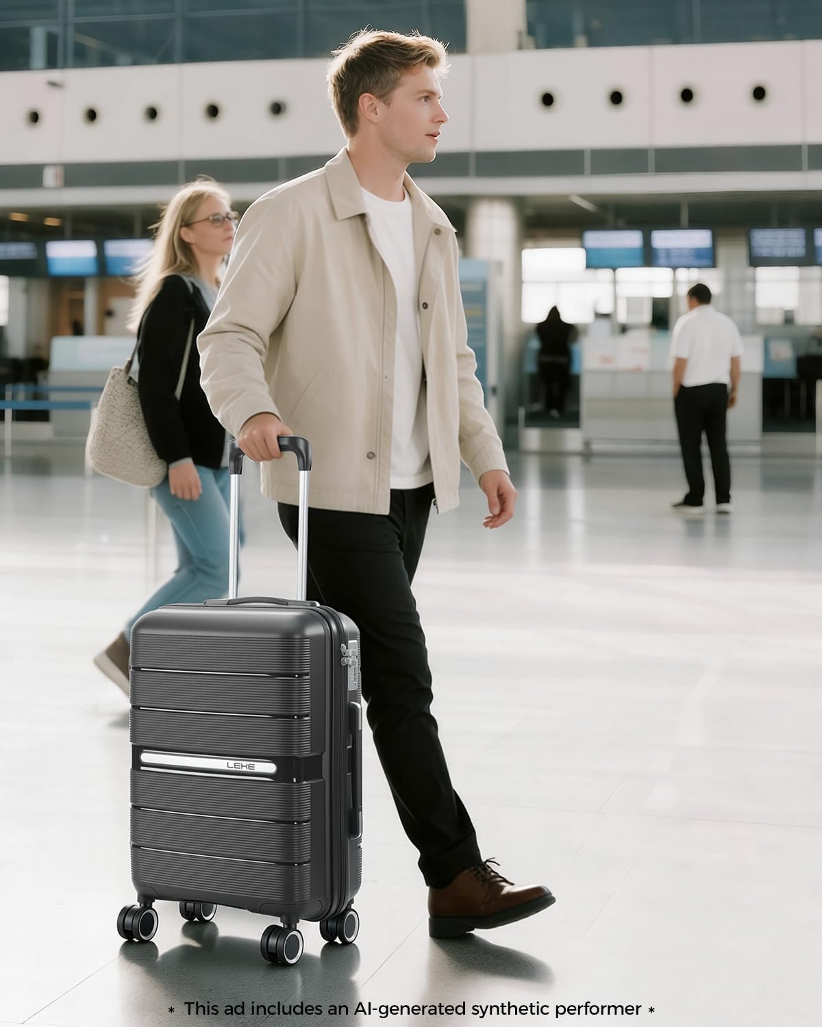 20 Inch Carry-on Luggage with Spinner Wheels, Hard Shell Suitcase with TSA Lock, Airline Approved, Rolling Suit Case for Travel Weekend Trips, Black Color