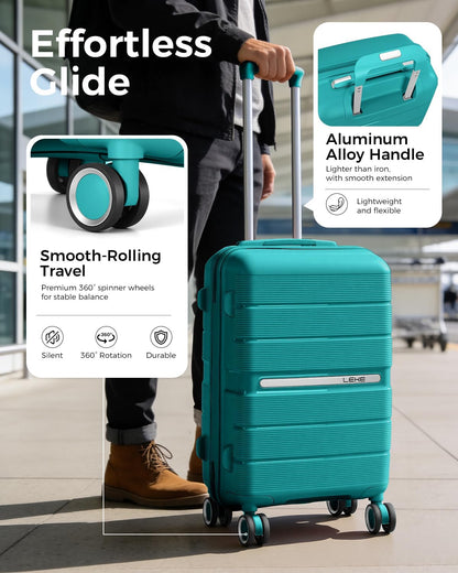 20 Inch Carry-on Luggage with Spinner Wheels, Hard Shell Suitcase with TSA Lock, Airline Approved, Rolling Suit Case for Travel Weekend Trips, Black Color