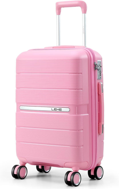 20 Inch Carry-on Luggage with Spinner Wheels, Hard Shell Suitcase with TSA Lock, Airline Approved, Rolling Suit Case for Travel Weekend Trips, Black Color