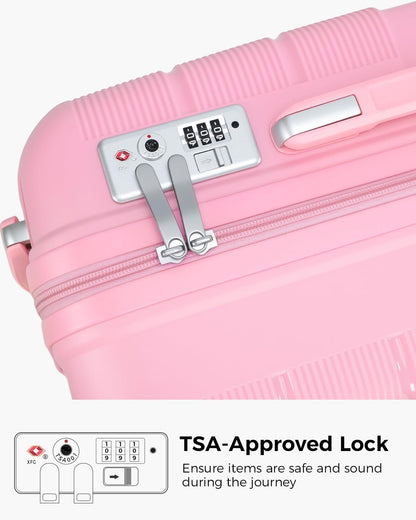 20 Inch Carry-on Luggage with Spinner Wheels, Hard Shell Suitcase with TSA Lock, Airline Approved, Rolling Suit Case for Travel Weekend Trips, Black Color