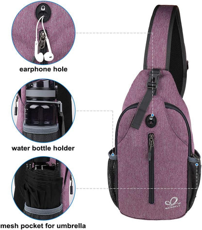 Crossbody Sling Backpack Sling Bag Travel Hiking Chest Bags Daypack (Teal blue) | Small Hiking bag,Multi-compartment storage,Water-resistant,Breathable back pad,Reversible adjustable shoulder strap