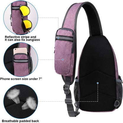 Crossbody Sling Backpack Sling Bag Travel Hiking Chest Bags Daypack (Teal blue) | Small Hiking bag,Multi-compartment storage,Water-resistant,Breathable back pad,Reversible adjustable shoulder strap