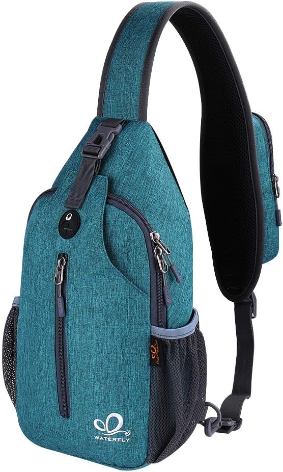 Crossbody Sling Backpack Sling Bag Travel Hiking Chest Bags Daypack (Teal blue) | Small Hiking bag,Multi-compartment storage,Water-resistant,Breathable back pad,Reversible adjustable shoulder strap