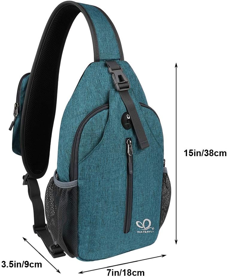 Crossbody Sling Backpack Sling Bag Travel Hiking Chest Bags Daypack (Teal blue) | Small Hiking bag,Multi-compartment storage,Water-resistant,Breathable back pad,Reversible adjustable shoulder strap