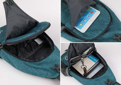Crossbody Sling Backpack Sling Bag Travel Hiking Chest Bags Daypack (Teal blue) | Small Hiking bag,Multi-compartment storage,Water-resistant,Breathable back pad,Reversible adjustable shoulder strap
