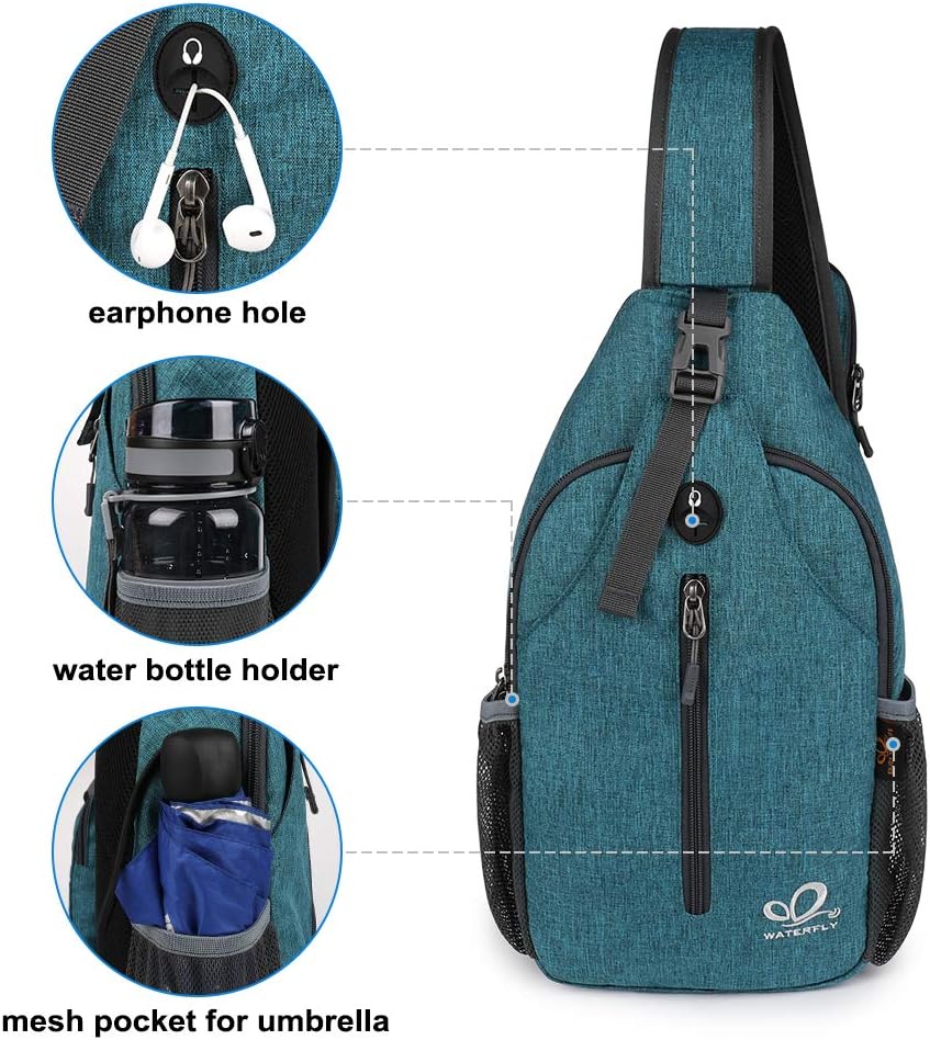 Crossbody Sling Backpack Sling Bag Travel Hiking Chest Bags Daypack (Teal blue) | Small Hiking bag,Multi-compartment storage,Water-resistant,Breathable back pad,Reversible adjustable shoulder strap