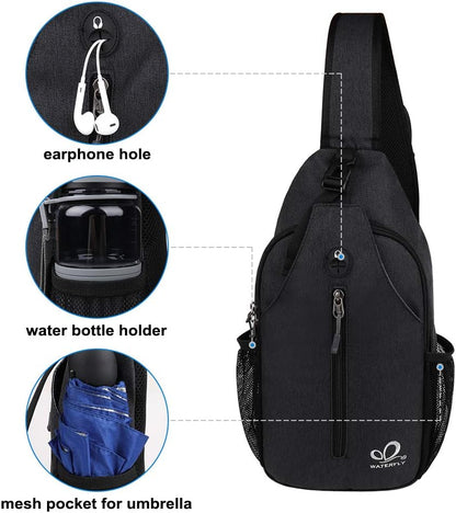 Crossbody Sling Backpack Sling Bag Travel Hiking Chest Bags Daypack (Teal blue) | Small Hiking bag,Multi-compartment storage,Water-resistant,Breathable back pad,Reversible adjustable shoulder strap