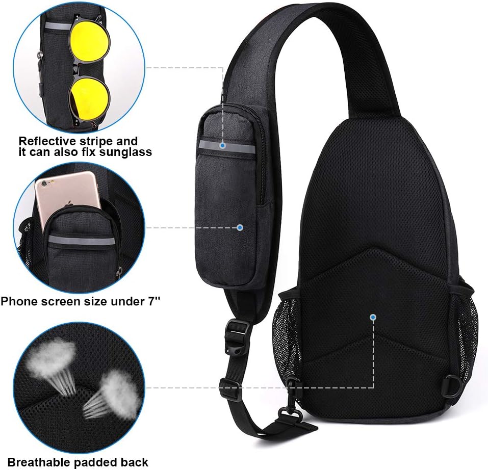 Crossbody Sling Backpack Sling Bag Travel Hiking Chest Bags Daypack (Teal blue) | Small Hiking bag,Multi-compartment storage,Water-resistant,Breathable back pad,Reversible adjustable shoulder strap