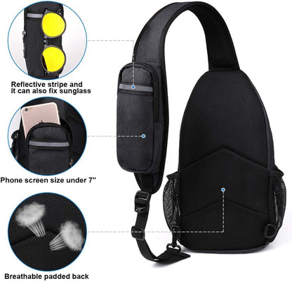 Crossbody Sling Backpack Sling Bag Travel Hiking Chest Bags Daypack (Teal blue) | Small Hiking bag,Multi-compartment storage,Water-resistant,Breathable back pad,Reversible adjustable shoulder strap