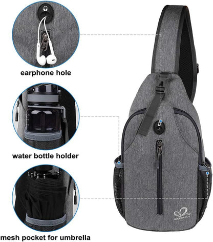 Crossbody Sling Backpack Sling Bag Travel Hiking Chest Bags Daypack (Teal blue) | Small Hiking bag,Multi-compartment storage,Water-resistant,Breathable back pad,Reversible adjustable shoulder strap