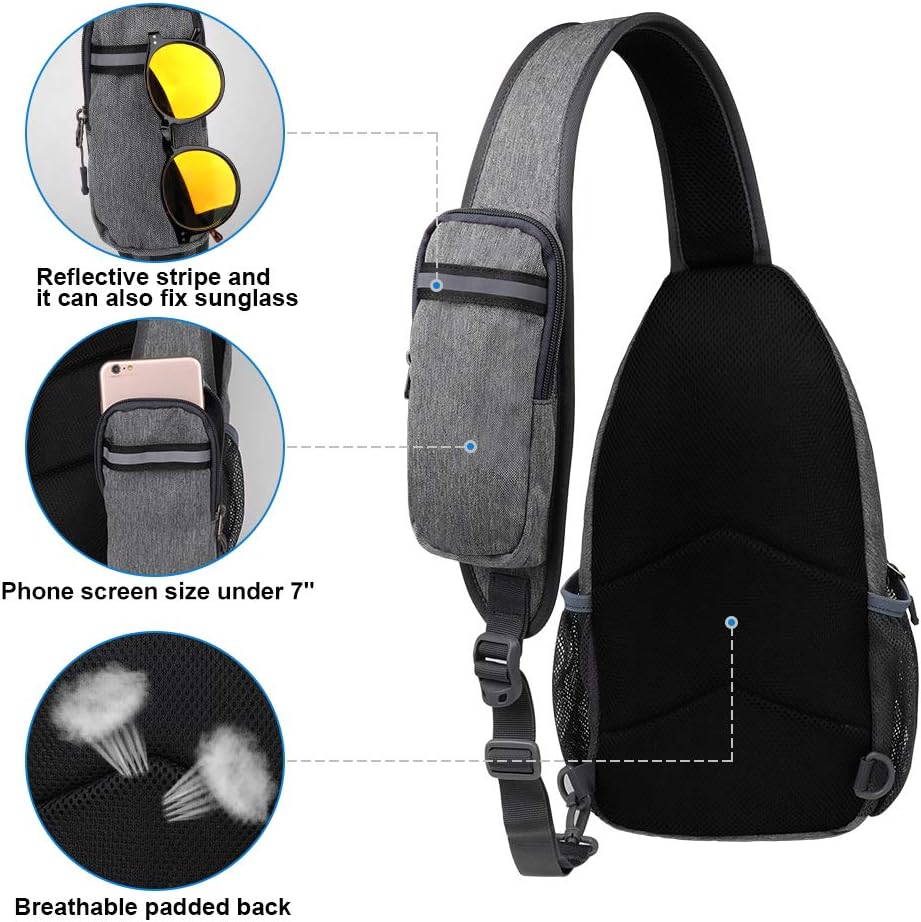 Crossbody Sling Backpack Sling Bag Travel Hiking Chest Bags Daypack (Teal blue) | Small Hiking bag,Multi-compartment storage,Water-resistant,Breathable back pad,Reversible adjustable shoulder strap