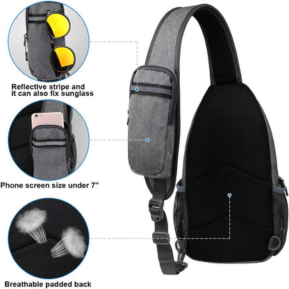 Crossbody Sling Backpack Sling Bag Travel Hiking Chest Bags Daypack (Teal blue) | Small Hiking bag,Multi-compartment storage,Water-resistant,Breathable back pad,Reversible adjustable shoulder strap