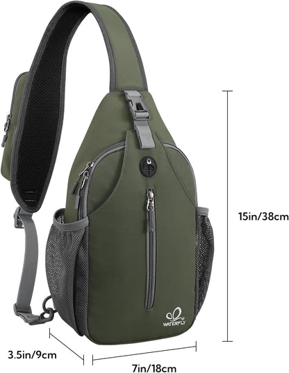 Crossbody Sling Backpack Sling Bag Travel Hiking Chest Bags Daypack (Teal blue) | Small Hiking bag,Multi-compartment storage,Water-resistant,Breathable back pad,Reversible adjustable shoulder strap
