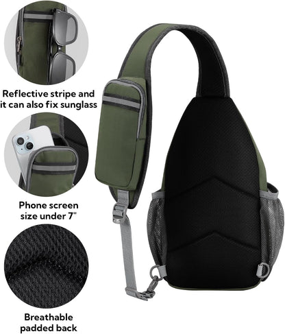 Crossbody Sling Backpack Sling Bag Travel Hiking Chest Bags Daypack (Teal blue) | Small Hiking bag,Multi-compartment storage,Water-resistant,Breathable back pad,Reversible adjustable shoulder strap