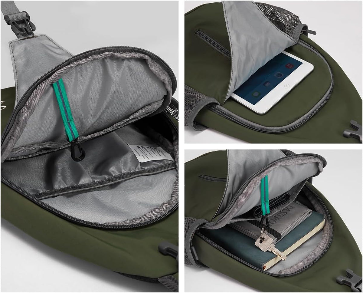 Crossbody Sling Backpack Sling Bag Travel Hiking Chest Bags Daypack (Teal blue) | Small Hiking bag,Multi-compartment storage,Water-resistant,Breathable back pad,Reversible adjustable shoulder strap