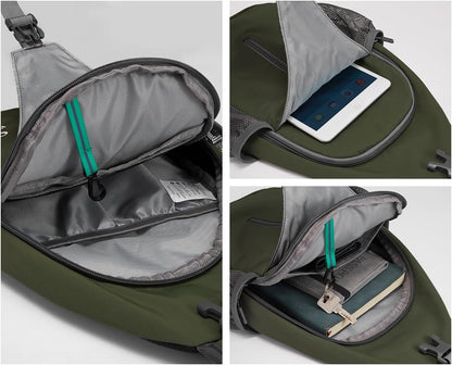 Crossbody Sling Backpack Sling Bag Travel Hiking Chest Bags Daypack (Teal blue) | Small Hiking bag,Multi-compartment storage,Water-resistant,Breathable back pad,Reversible adjustable shoulder strap