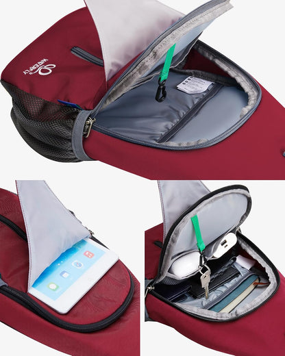 Crossbody Sling Backpack Sling Bag Travel Hiking Chest Bags Daypack (Teal blue) | Small Hiking bag,Multi-compartment storage,Water-resistant,Breathable back pad,Reversible adjustable shoulder strap