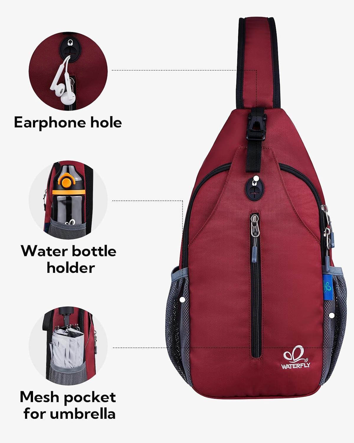 Crossbody Sling Backpack Sling Bag Travel Hiking Chest Bags Daypack (Teal blue) | Small Hiking bag,Multi-compartment storage,Water-resistant,Breathable back pad,Reversible adjustable shoulder strap
