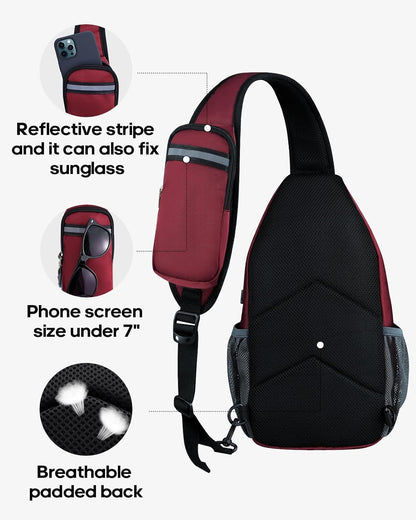 Crossbody Sling Backpack Sling Bag Travel Hiking Chest Bags Daypack (Teal blue) | Small Hiking bag,Multi-compartment storage,Water-resistant,Breathable back pad,Reversible adjustable shoulder strap