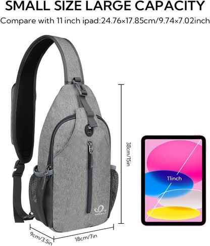 Crossbody Sling Backpack Sling Bag Travel Hiking Chest Bags Daypack (Teal blue) | Small Hiking bag,Multi-compartment storage,Water-resistant,Breathable back pad,Reversible adjustable shoulder strap