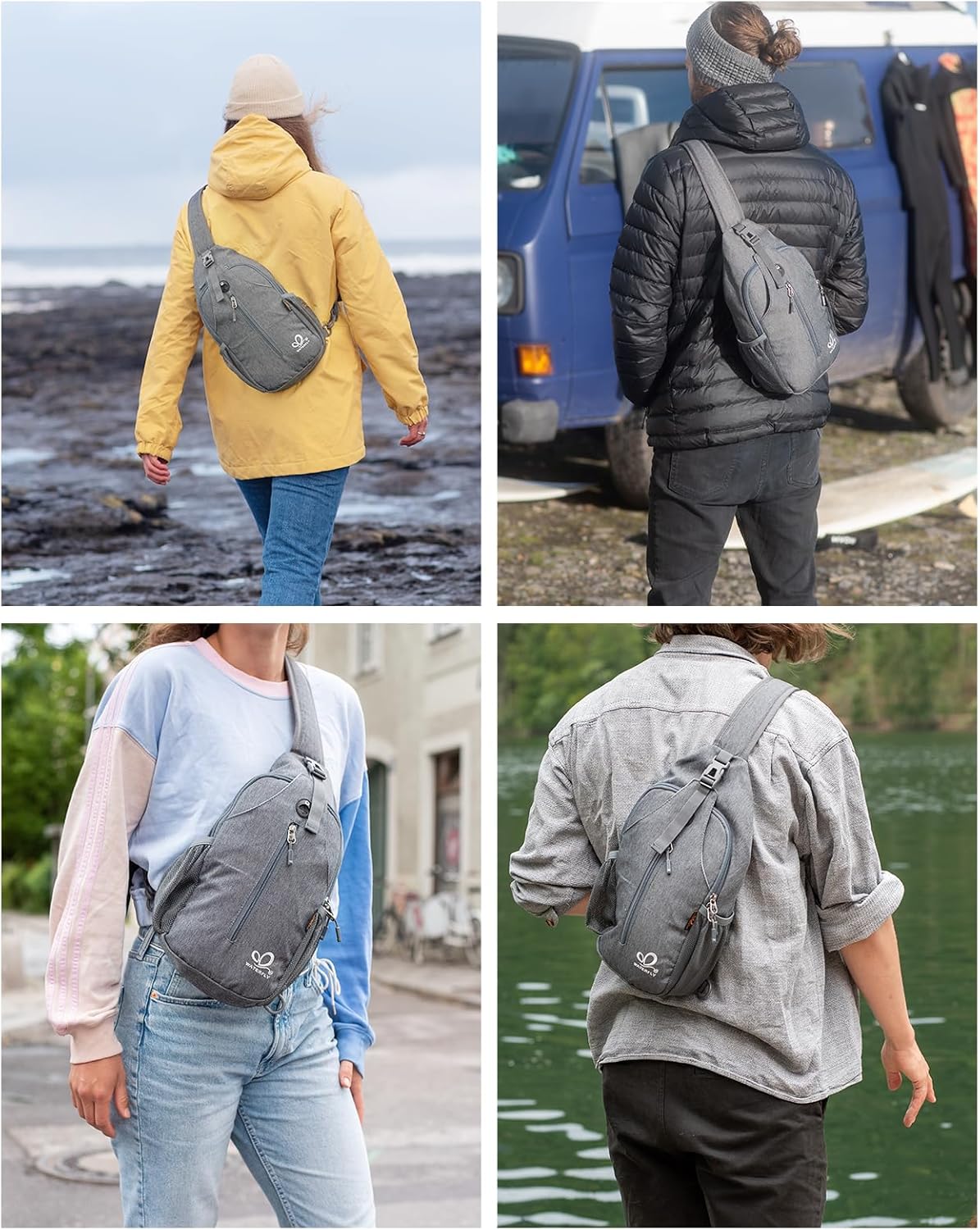 Crossbody Sling Backpack Sling Bag Travel Hiking Chest Bags Daypack (Teal blue) | Small Hiking bag,Multi-compartment storage,Water-resistant,Breathable back pad,Reversible adjustable shoulder strap