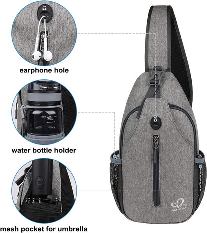 Crossbody Sling Backpack Sling Bag Travel Hiking Chest Bags Daypack (Teal blue) | Small Hiking bag,Multi-compartment storage,Water-resistant,Breathable back pad,Reversible adjustable shoulder strap