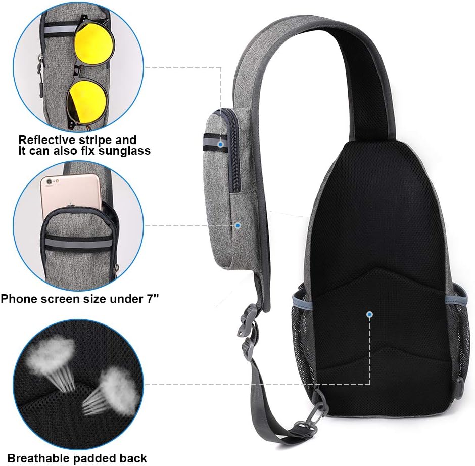Crossbody Sling Backpack Sling Bag Travel Hiking Chest Bags Daypack (Teal blue) | Small Hiking bag,Multi-compartment storage,Water-resistant,Breathable back pad,Reversible adjustable shoulder strap