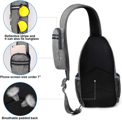 Crossbody Sling Backpack Sling Bag Travel Hiking Chest Bags Daypack (Teal blue) | Small Hiking bag,Multi-compartment storage,Water-resistant,Breathable back pad,Reversible adjustable shoulder strap